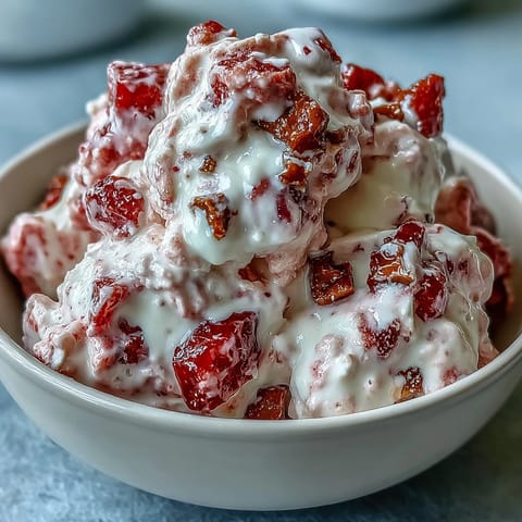 Freshly frozen Strawberry & Banana Yoghurt Clusters are arranged on parchment paper with vibrant red and yellow freeze-dried fruit pieces.