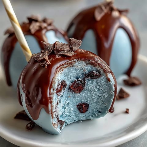 Bite-sized vanilla cake pops dipped in robins egg blue chocolate, perfect for spring dessert tables.  
