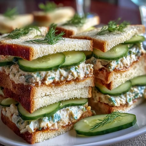 Delicate finger sandwiches with bright lemon butter, crisp cucumber, and fresh herbs for a perfect Mothers Day tea.