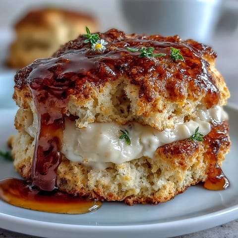 2. Delicate floral scones infused with honey and dandelion petals, perfectly paired with creamy clotted cream and a drizzle of honey.