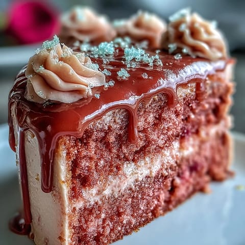 Bride-to-be's dream cake: moist pink velvet with luxurious rosé buttercream and gold accents.