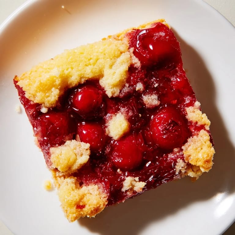 Easy American Dump Cake, ready to eat, showcases the perfect balance of sweet and tart flavors.