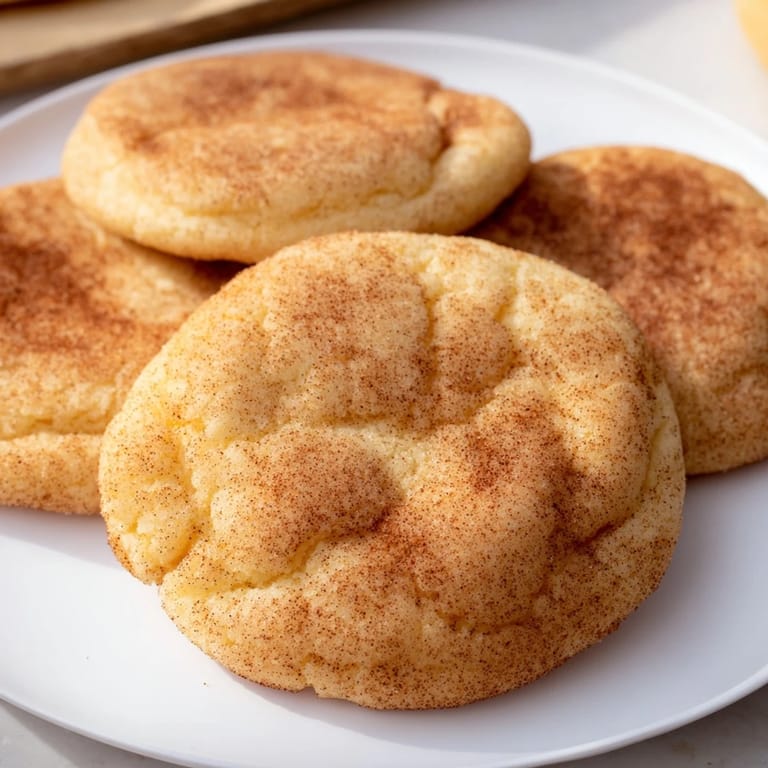 Mounds of warm, perfectly round Snickerdoodles ready to be devoured, offering a sweet cinnamon aroma.