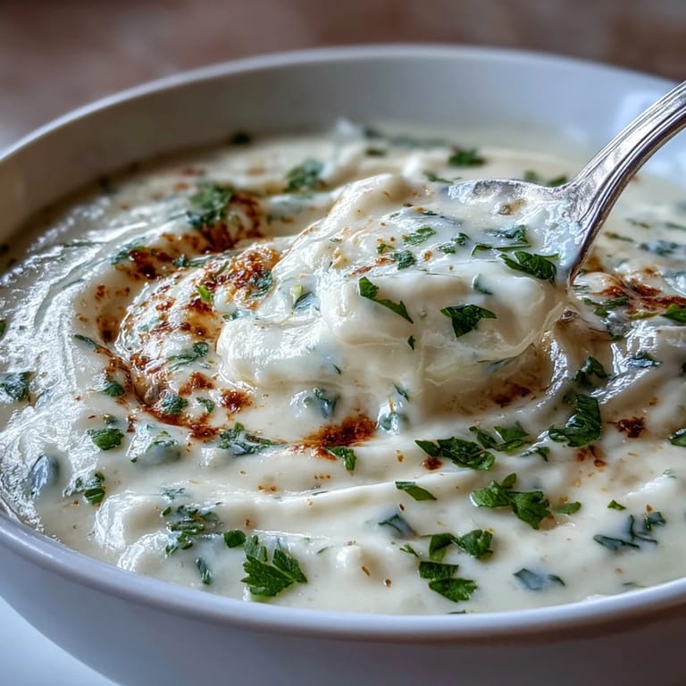 A close-up of creamy White Bean and Parmesan Soup, highlighting the velvety texture of the puréed beans and melted Parmesan in a warm ceramic mug.