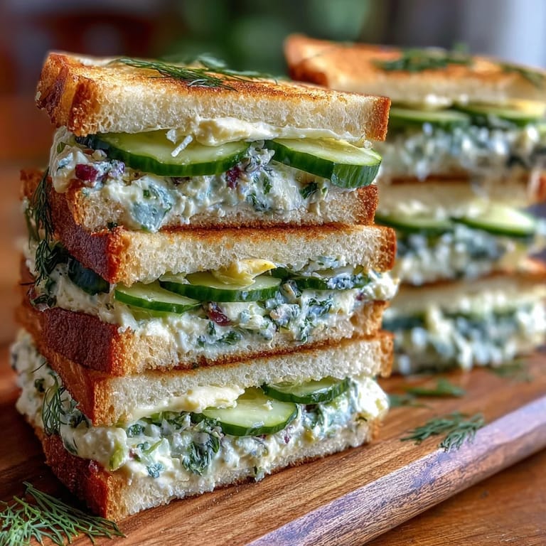 Elegant Mothers Day tea sandwiches filled with tangy lemon butter, cucumber slices, and optional radishes for a refreshing bite.