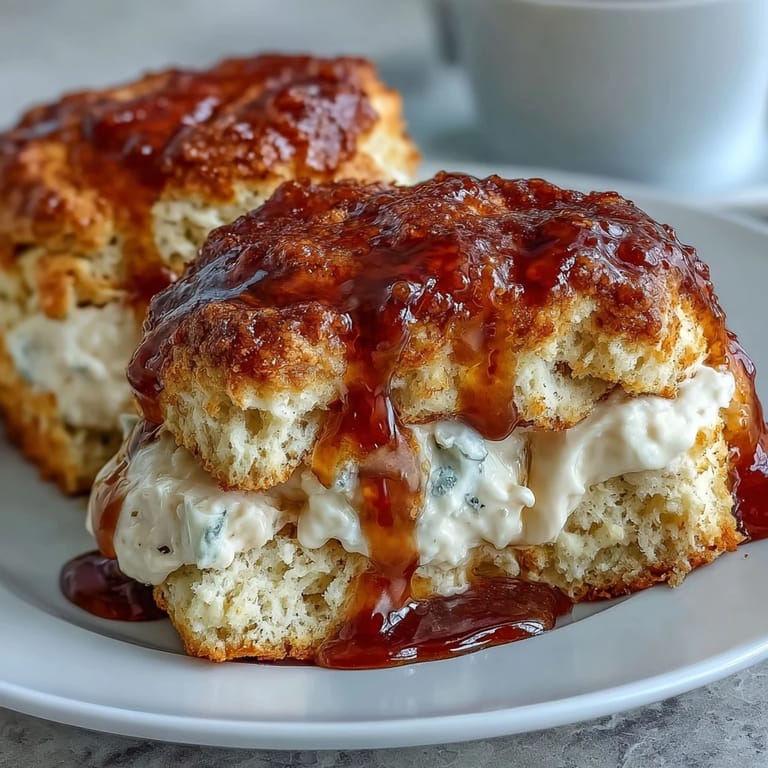 3. Tender scones bursting with sweet honey and dandelion petals, topped with clotted cream for an elegant spring brunch delight.