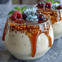 Creamy Honey Lavender Panna Cotta with floral notes, served in elegant glasses and drizzled with extra honey.