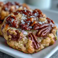 Golden brown butter pecan cookies with toasted pecans and flaky sea salt, perfect for dessert or holiday gifting.
