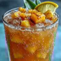 Vibrant mango pineapple punch with sparkling lemonade, garnished with fresh fruit slices for a festive grad party.