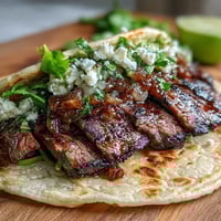 A vibrant Cinco de Mayo street taco bar with sizzling carne asada, fresh toppings, and warm tortillas for festive DIY tacos.  